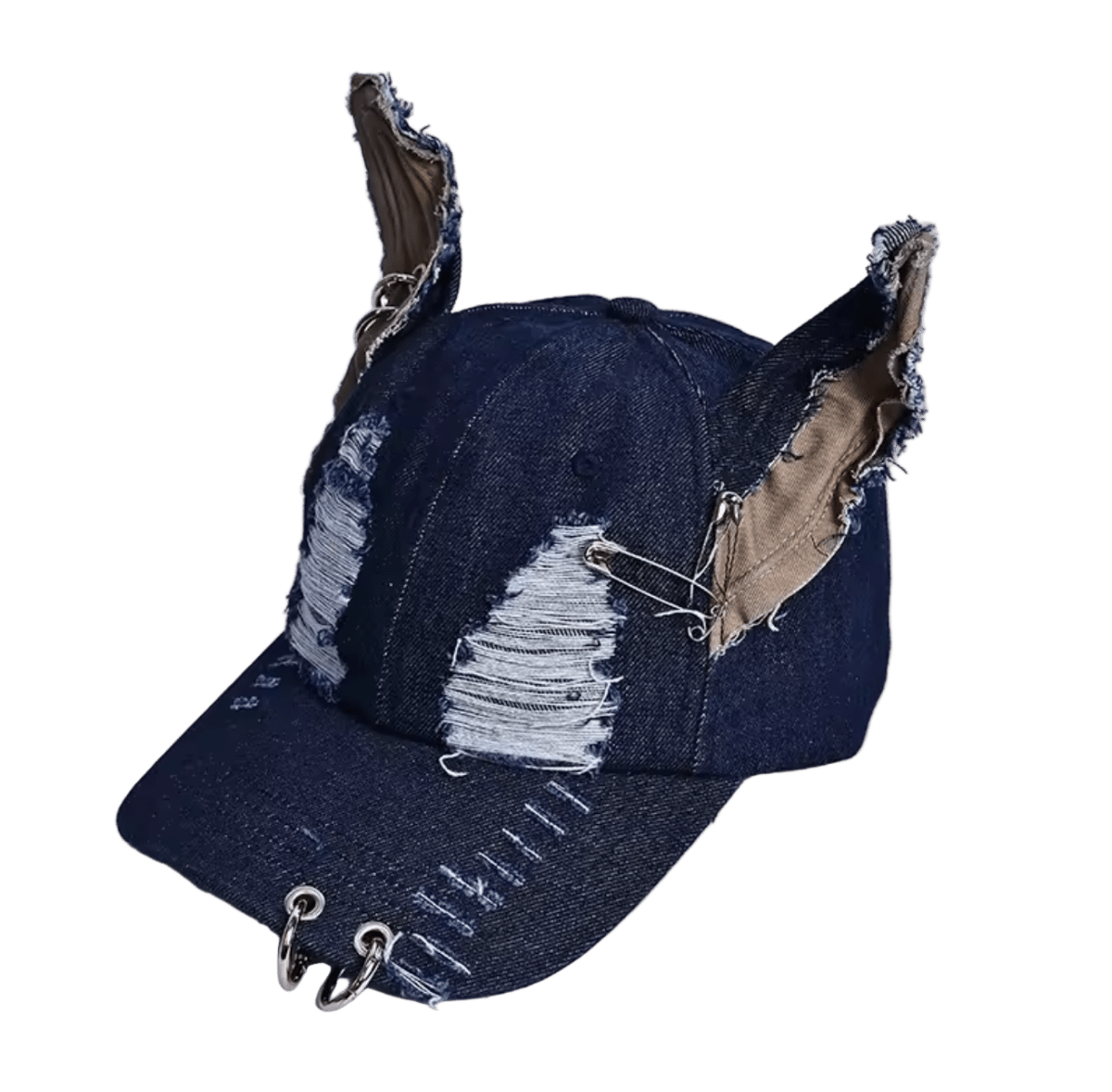 Shredded Cap With Piercings Deep Blue