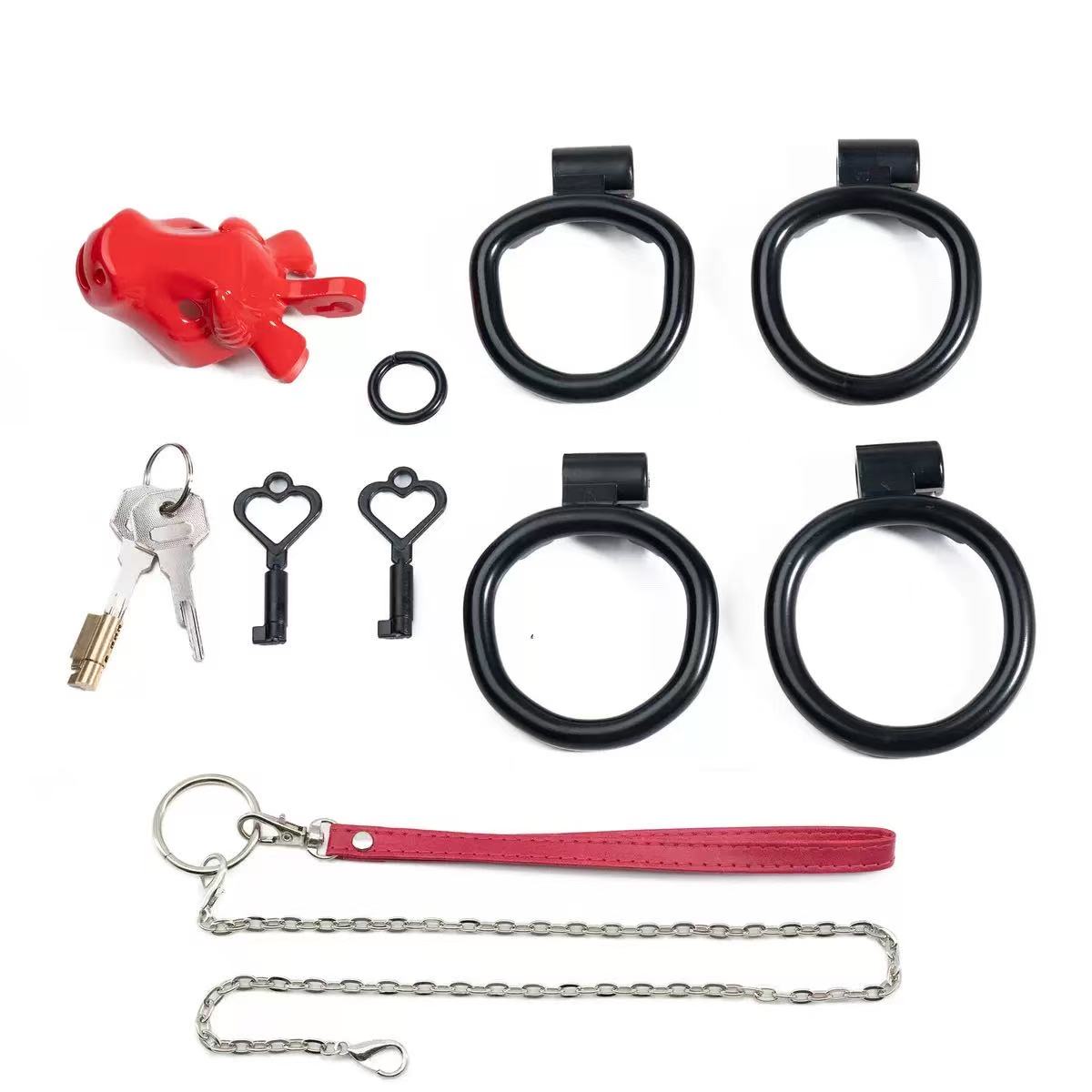 Red Bull Head Male Chastity Cage | Detachable Nose Ring & Leash-Compatible BDSM Device
