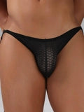Men's Sexy Low-Rise Sheer Wave-Patterned Briefs