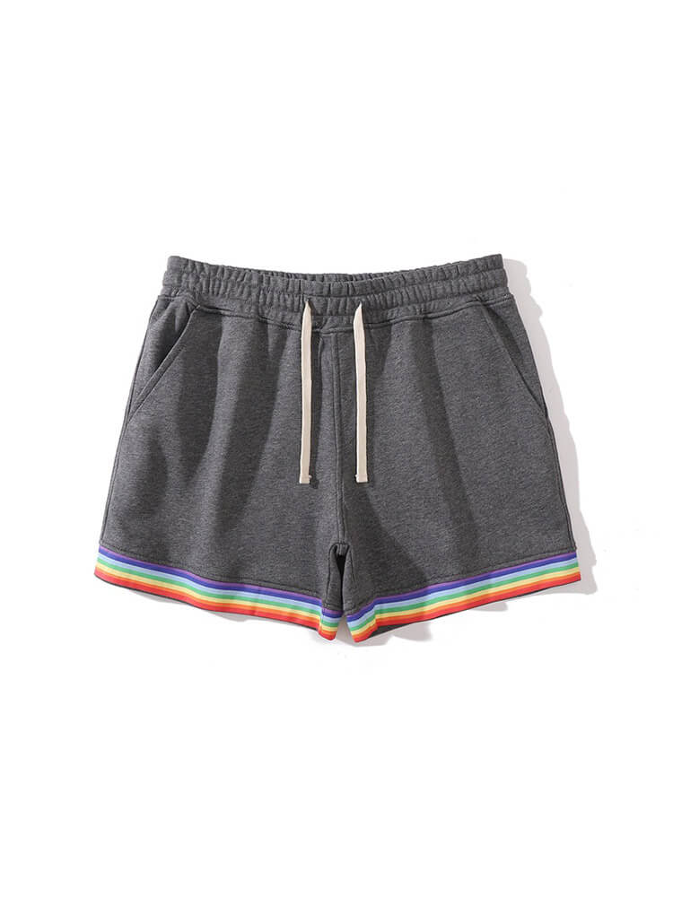 Men's Casual Solid Color Rainbow Hem Cotton Shorts