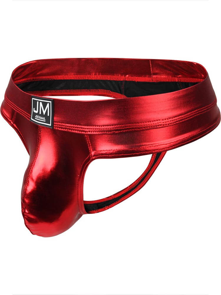 Men's Sexy Leather Butt-Lifting Large Pouch Thong