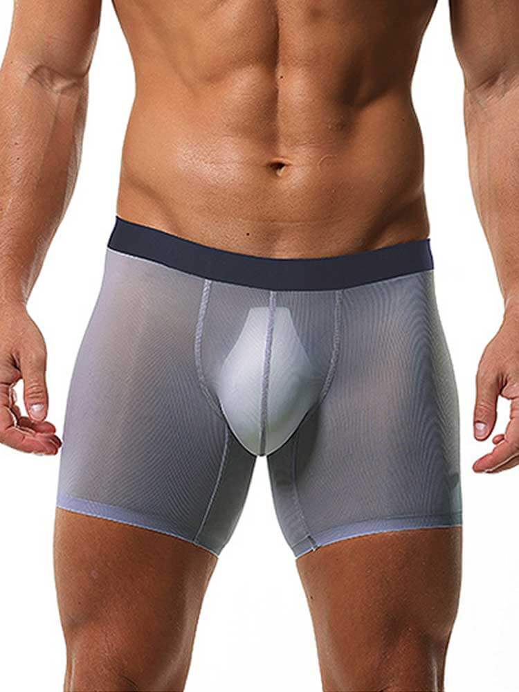 Men's Sheer Stretchy Seamless Anti-Chafing Boxer Briefs