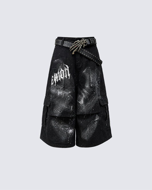 Punk Gothic New Random Paint Splatter Shorts