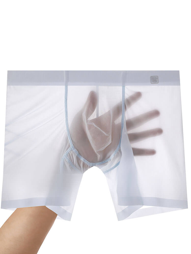 Men's Sexy Sheer Anti-Chafe Thin Ice Silk Boxer Briefs
