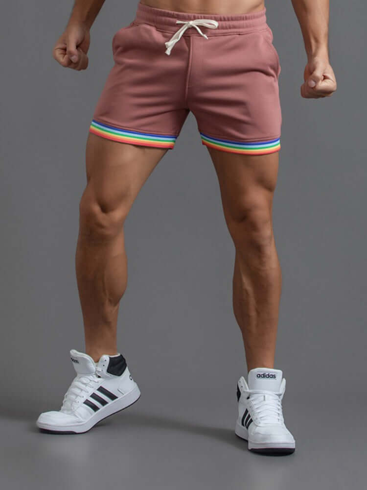Men's Rainbow Stripes Cotton Shorts