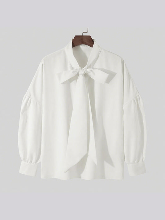 Men's Drop-Shoulder Loose Solid Long Sleeve Shirt