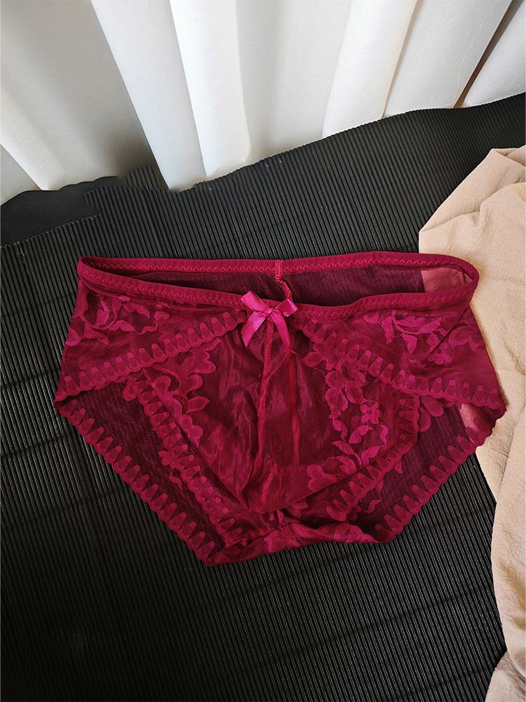 Men's Sexy Transparent Seamless Lace Briefs