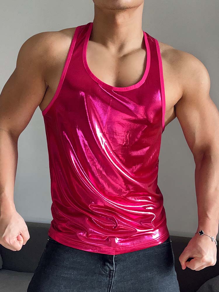 Men's Sparkly Barbie Pink Athletic Tank Top