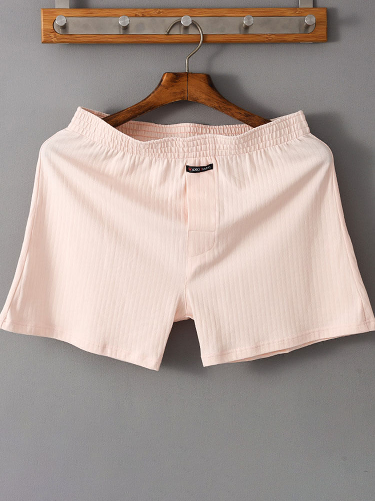 Men's Solid Color Loose Breathable Cotton Boxer Briefs