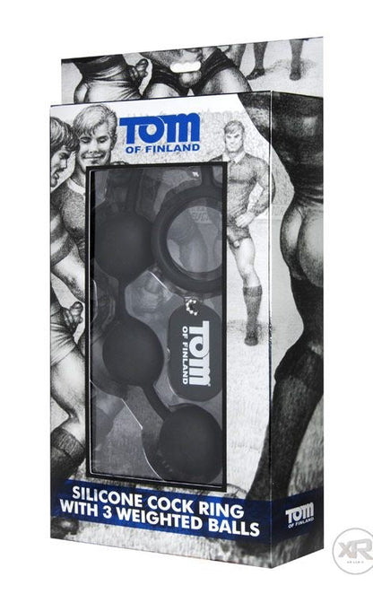 Tom of Finland Silicone Cock Ring with 3 Weighted Anal Balls