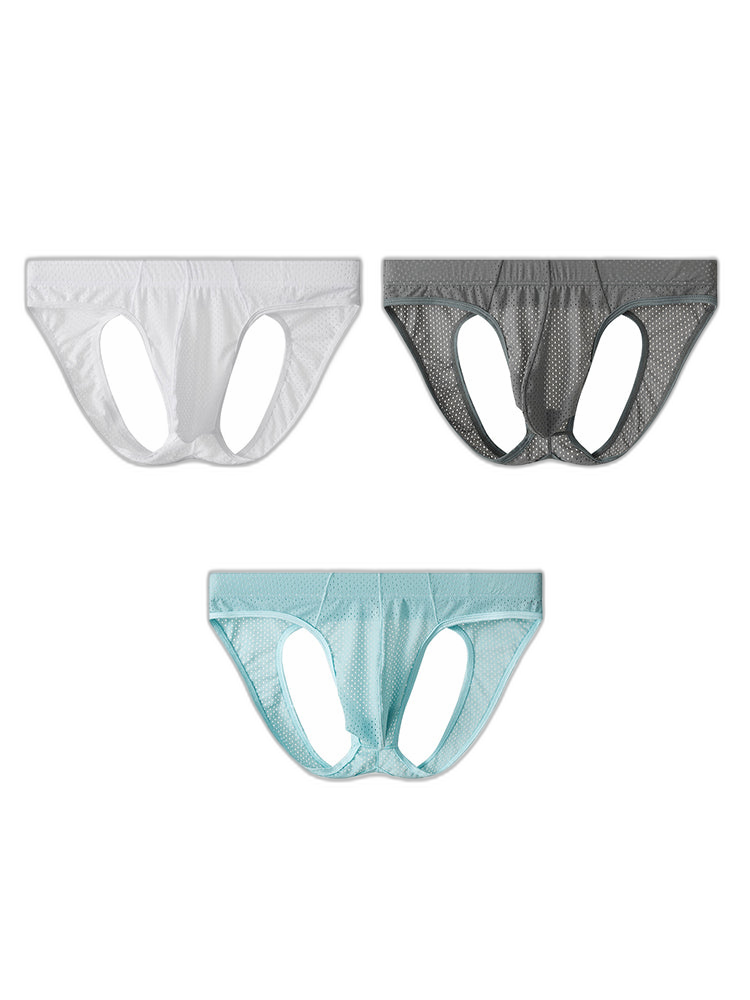 3 Pack Men's Sexy Mesh Transparent Big Pouch Jockstrap