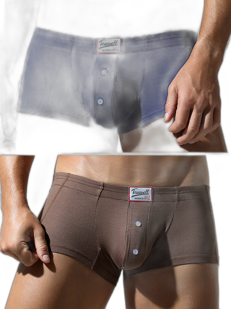 2 Pack Men's Soft Solid Color Simple Comfortable Breathable Trunks