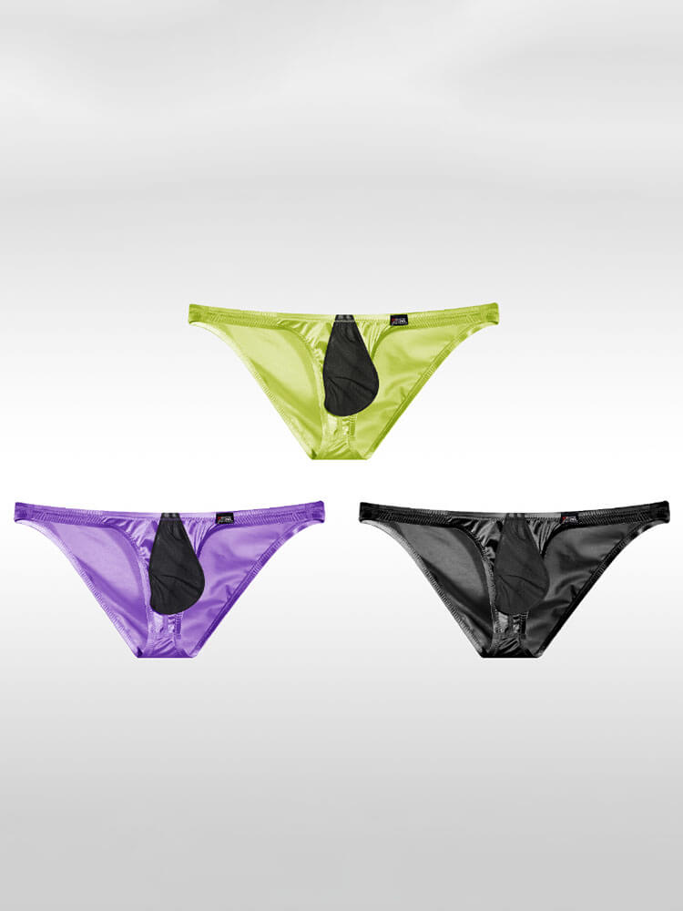 Men's Ultra-Thin Ice Silk Color-Blocked Briefs