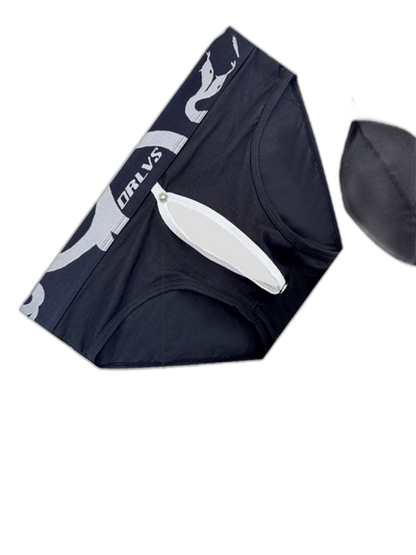 2 Pack Men's Detachable Pouch Open-Crotch Breathable Modal Soft Briefs