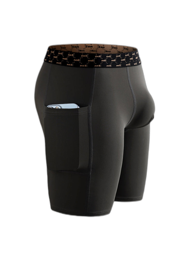2 Pack Men’s Compression Boxer Shorts with Side Pocket