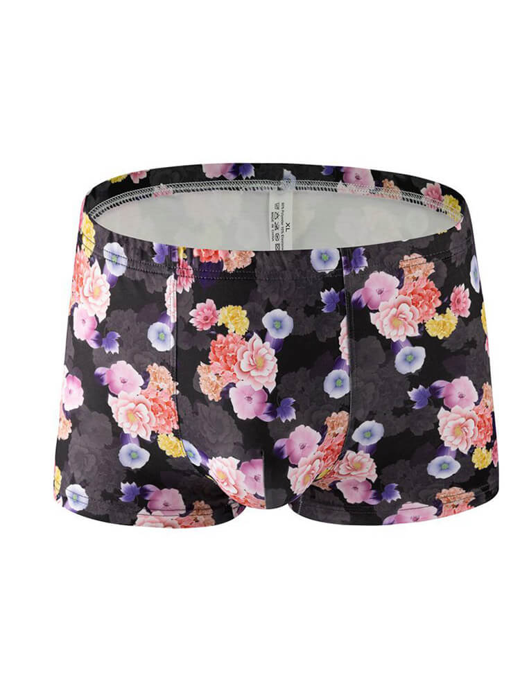 Men's Floral Print Breathable Milk Silk Boxer Briefs