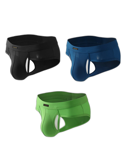 3 Pack Men's Seamless Comfort Sporty Cut Stretch Fit Briefs