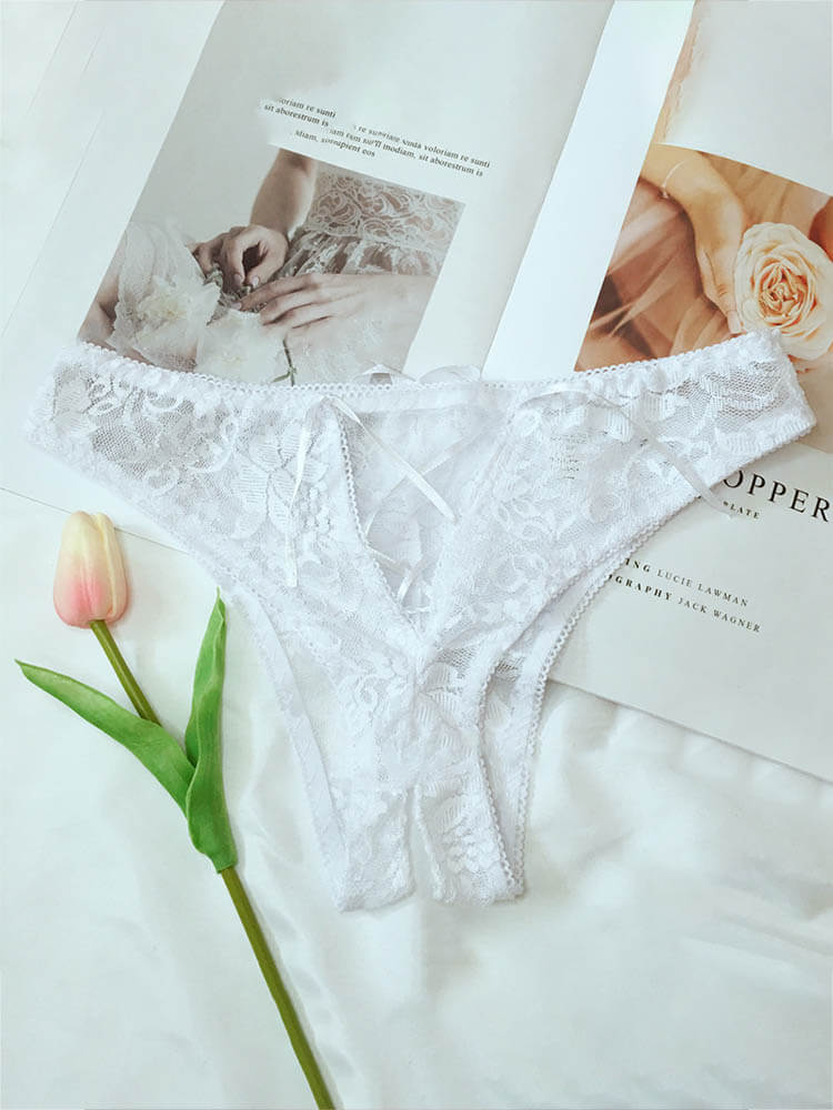 Sexy Lace See-Through Open-Crotch Briefs