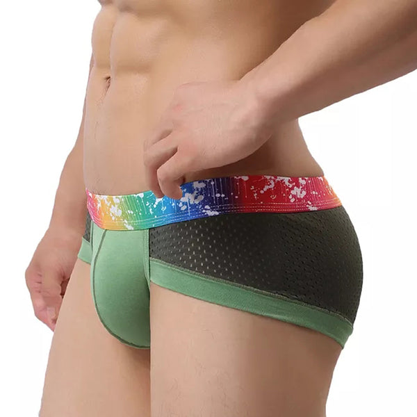 4 Pack Breathable Modal Colored Belt Briefs-rainbow pride underwear