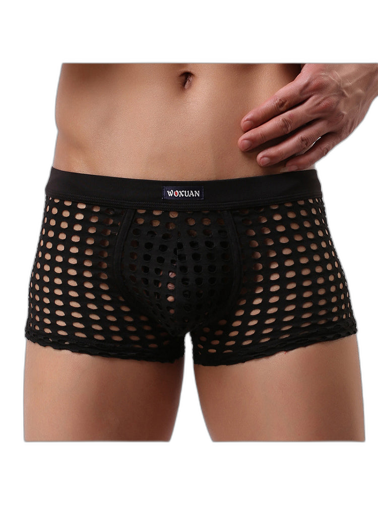 2 Pack Men's Hollow Mesh Sexy Trendy Moisture-Wicking Trunks