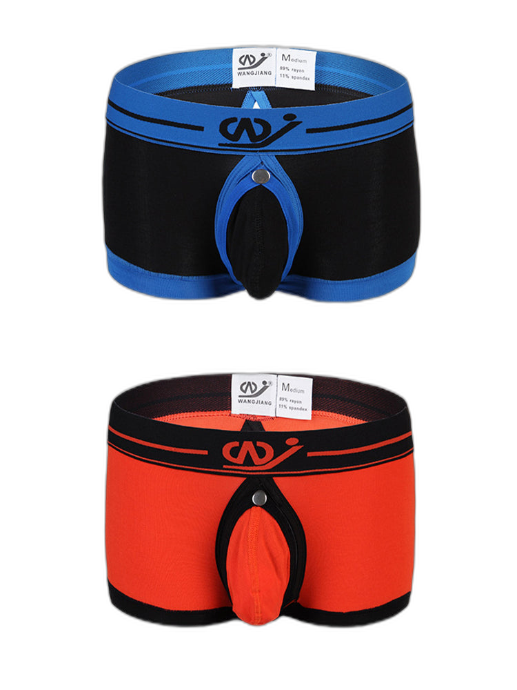 2 Pack Men's Large Pouch Back Opening Sexy Trunks