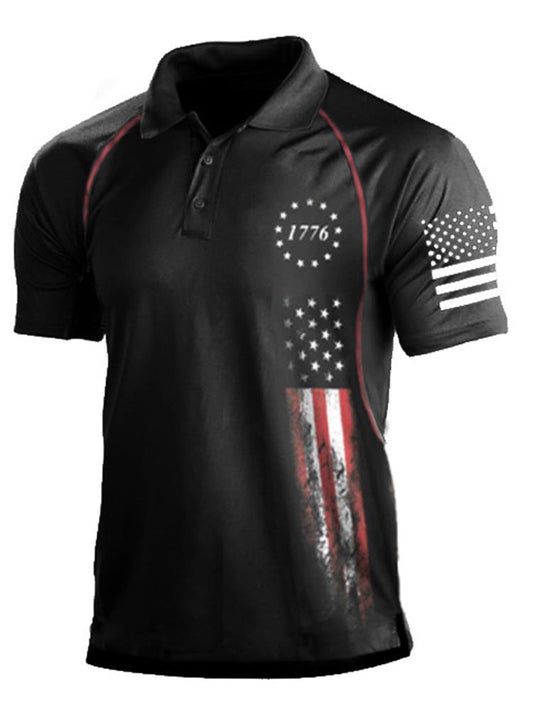 1776 Independence Day American Flag Polo Shirt
