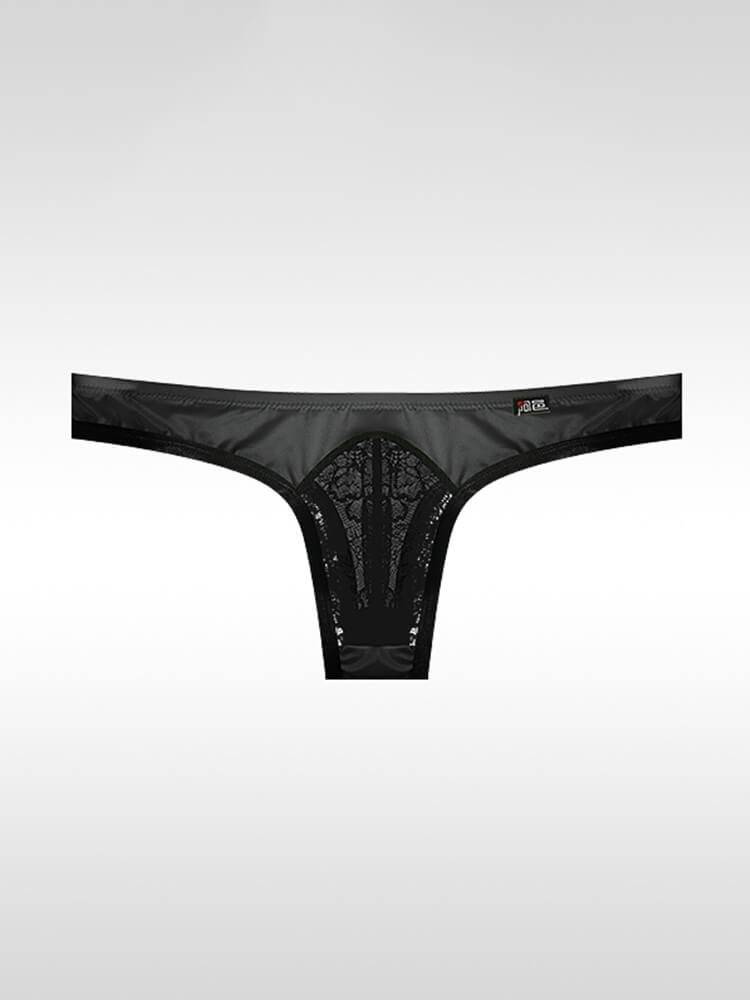  Men's Sexy Ultra-Thin Ice Silk Lace Low-Rise Thong