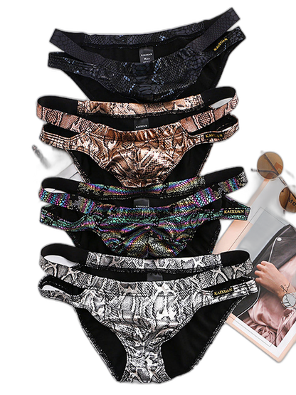 2-pack Men's Snake Print Hollow Briefs