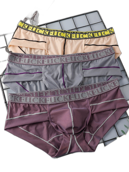 2 Pack Men's Ice-Silk Stretch Sports Briefs with 3D Pouch