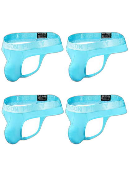 4 Pack Men's Sexy Nylon Low-Rise Comfortable Thong & Strings