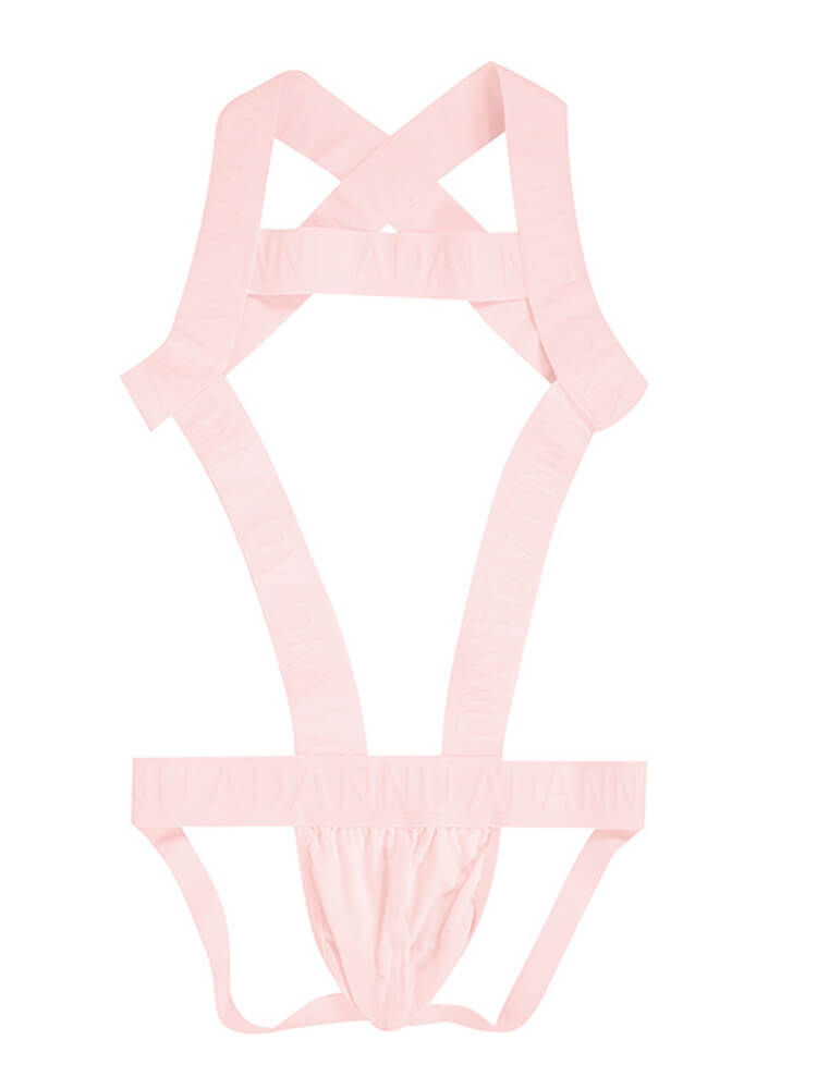 Men's One-Piece Double-Thong Hollow Sports Bodysuit
