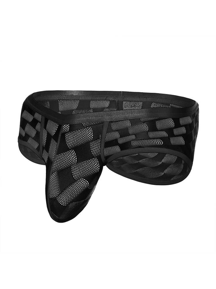 Men's Sexy Checkered Mesh Ultra-Thin Briefs