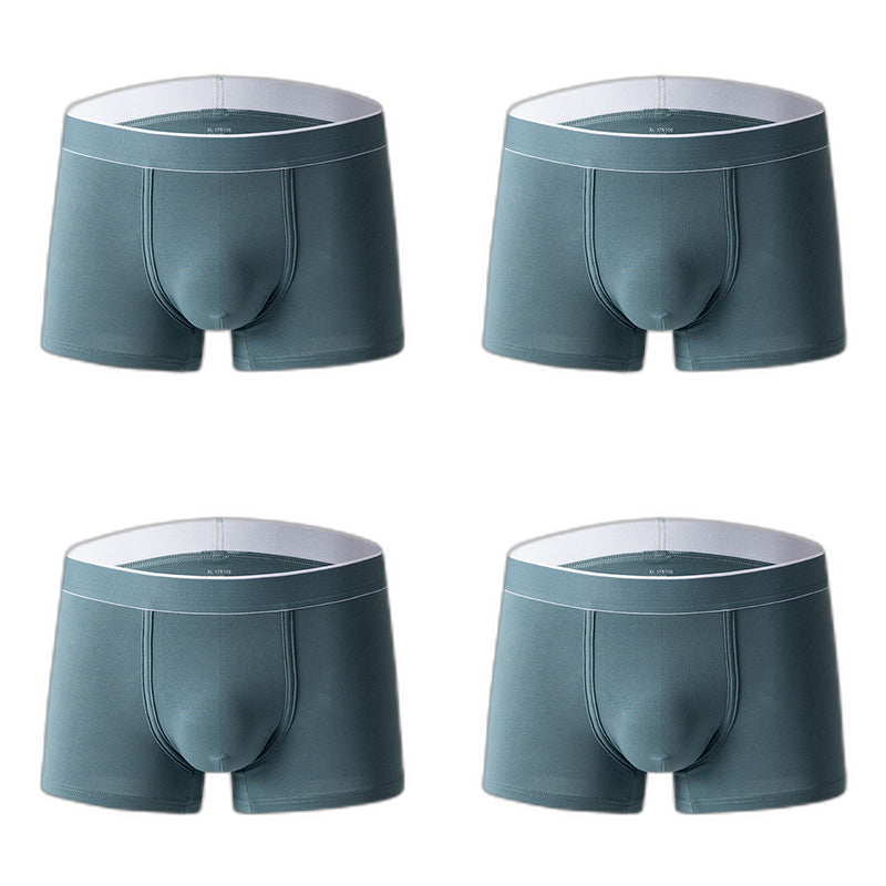 4Pcs Men's Cotton Solid Mid-rise Trunks