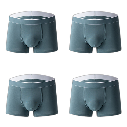 4Pcs Men's Cotton Solid Mid-rise Trunks