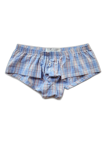 Mens Plaid Front Pouch Boxer Shorts