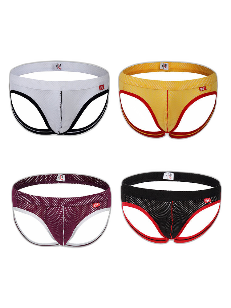 4 Pack Men's Low Waist Sexy Breathable Butt Lifting Stylish Comfortable Jockstrap