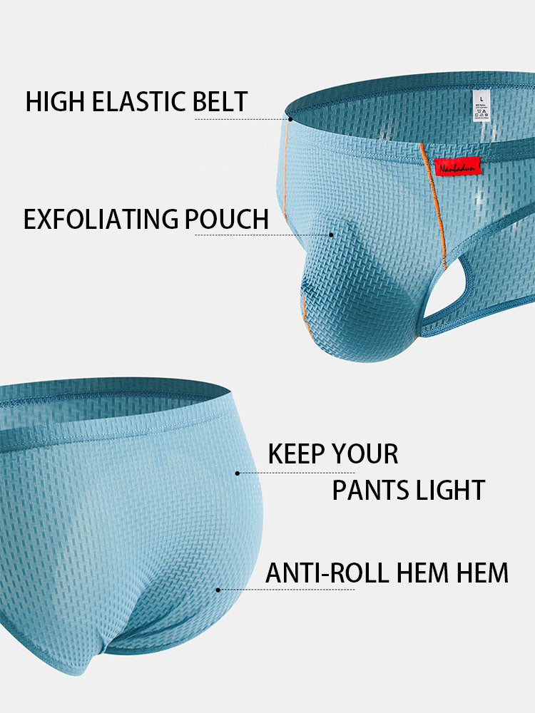 3 Pack Men's Nylon Plaid Lift Hip Briefs Triangle Briefs