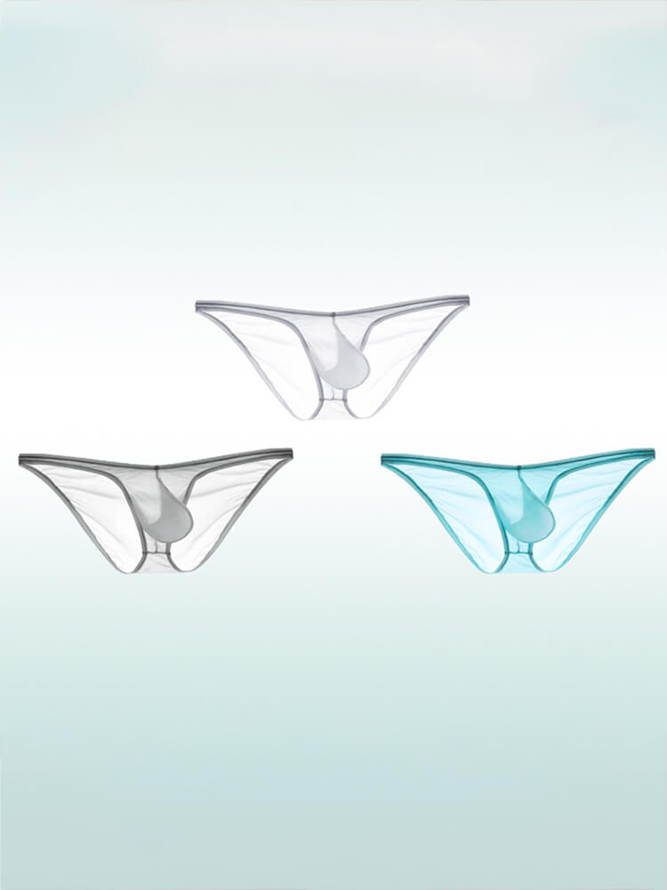 Men's Sexy Thin Transparent Low-Rise One-Piece Briefs