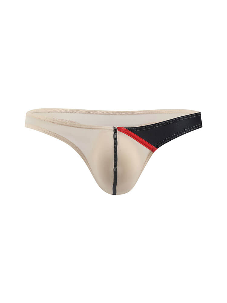 Men's Sexy Low-Rise Color-Block Ice Silk Thong