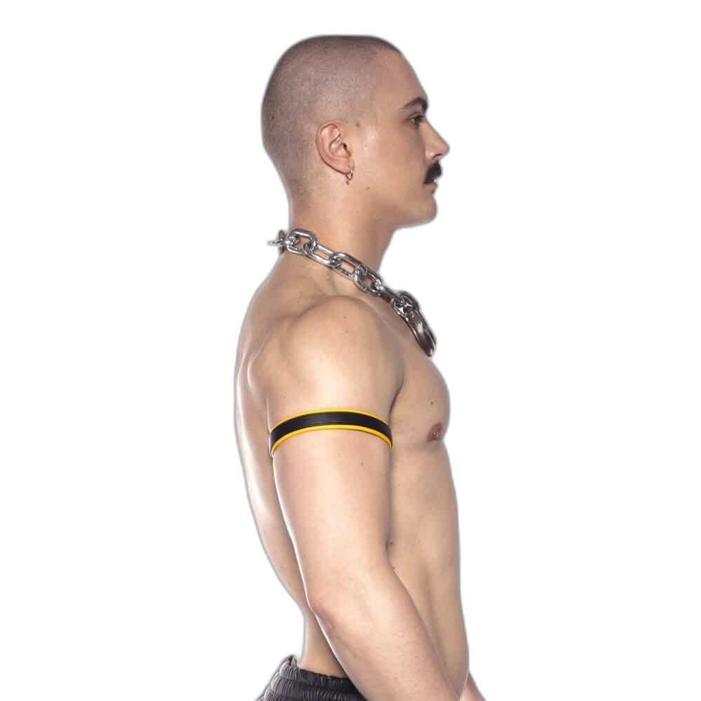 Prowler RED Leather Bicep Band Black/Yellow