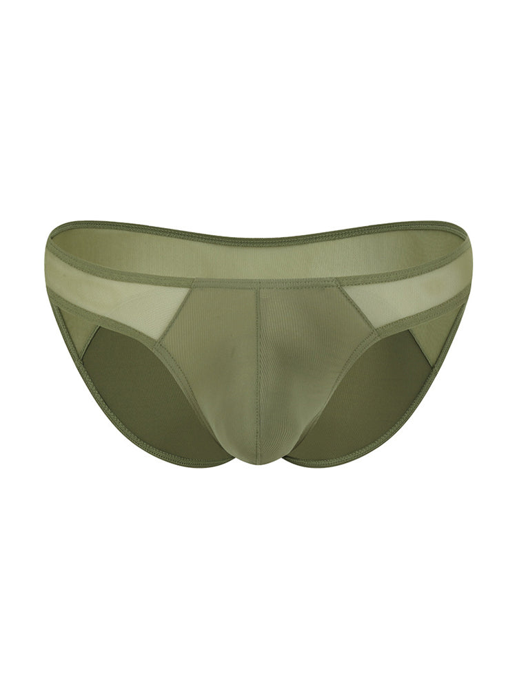 Men's Sexy Solid-Color Mesh-Panel Briefs