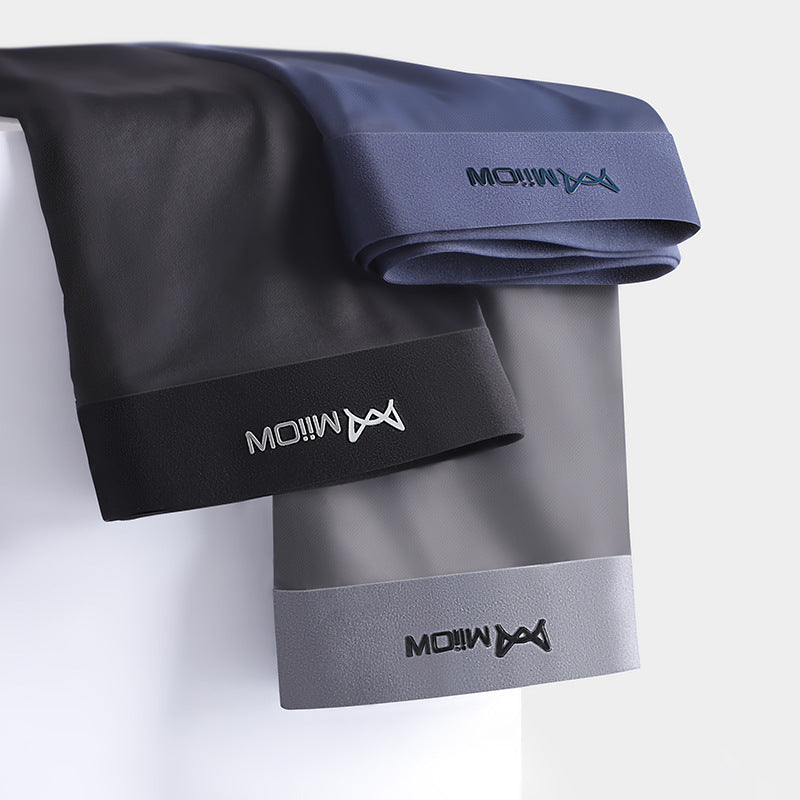 3 Pack Men's Ultra-thin Ice Silk Seamless Solid Trunks