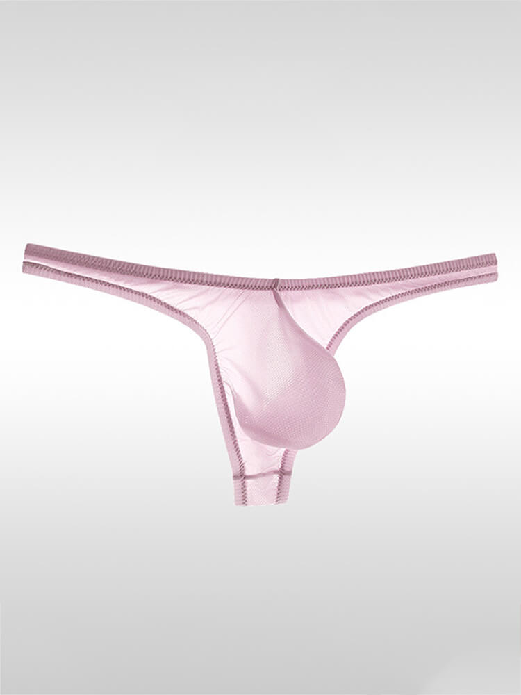 Men's Sexy Sheer U-Bulge Pouch Ice Silk Thong