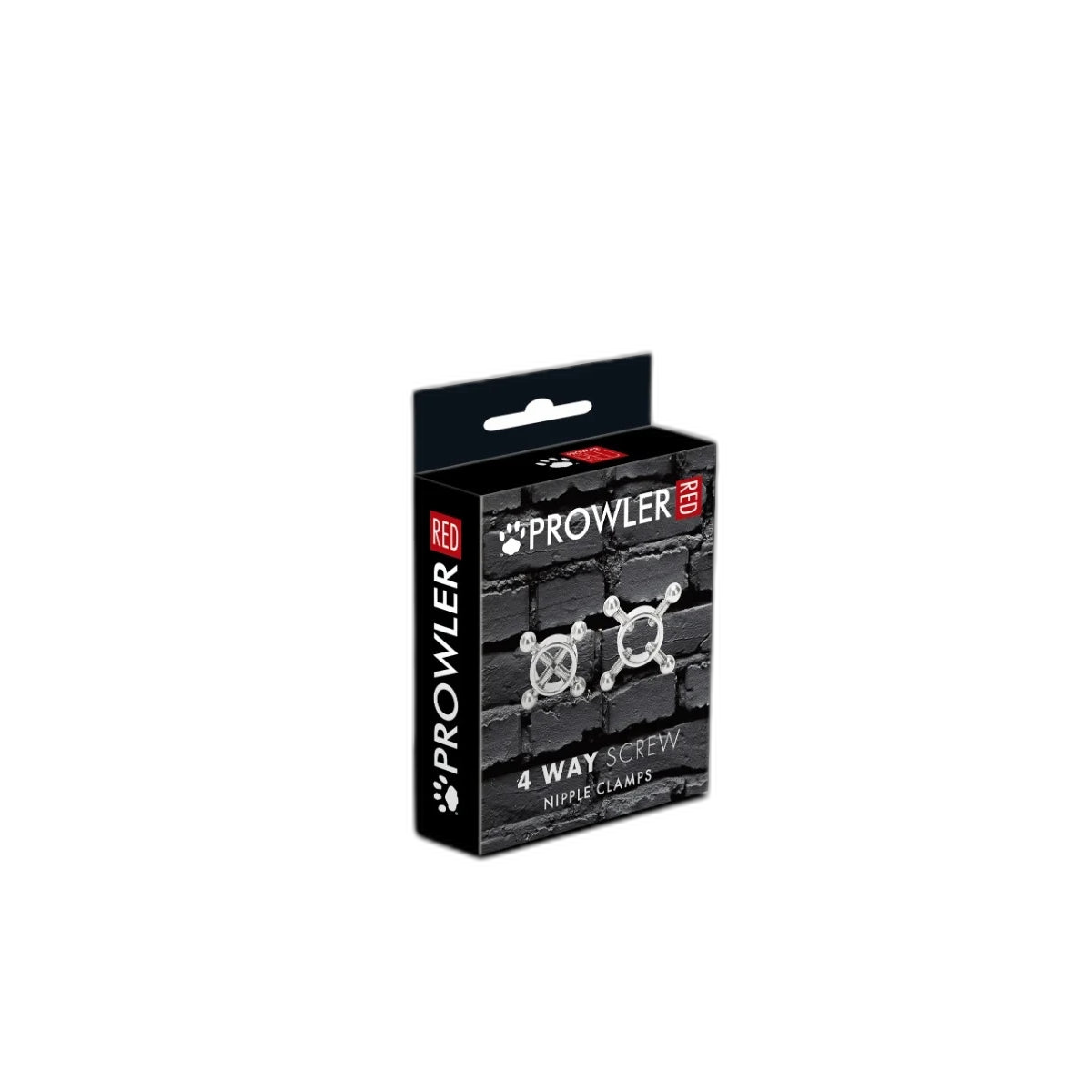 Prowler RED 4 Way Screw Nipple Clamps 2 Piece Set Silver