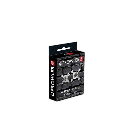 Prowler RED 4 Way Screw Nipple Clamps 2 Piece Set Silver