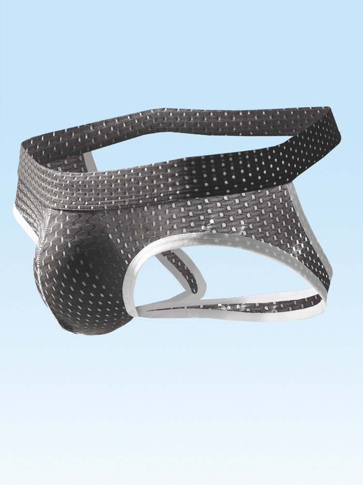 3 Pack Men's Breathable Mesh Ice Silk Sexy Stretch Fit Jockstrap