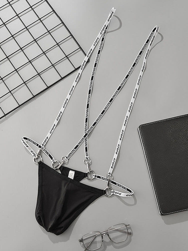Men's Low-Rise Sexy U-Convex Pouch Suspender Thong