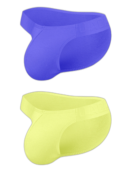 2 Pack Men's Solid Color Ribbed Cotton Sports Butt-Lifting Bikini