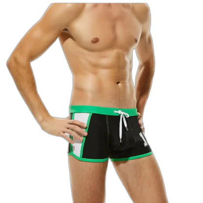Oversized Nylon Boxer Swim Trunks