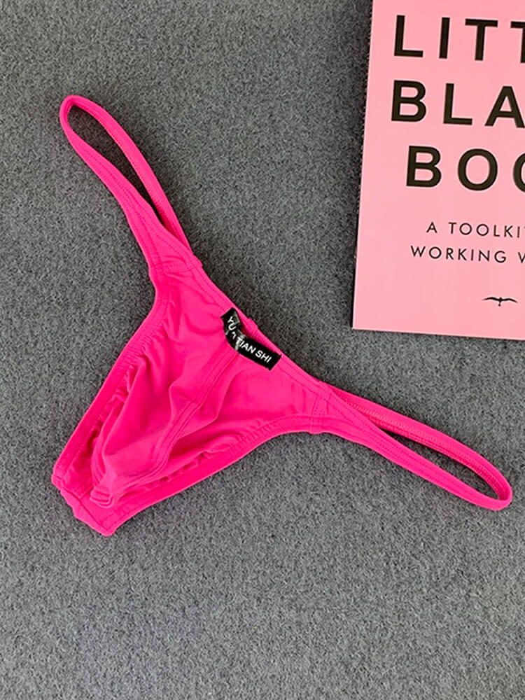 Men's Solid Color Low Waist U-Convex Thong